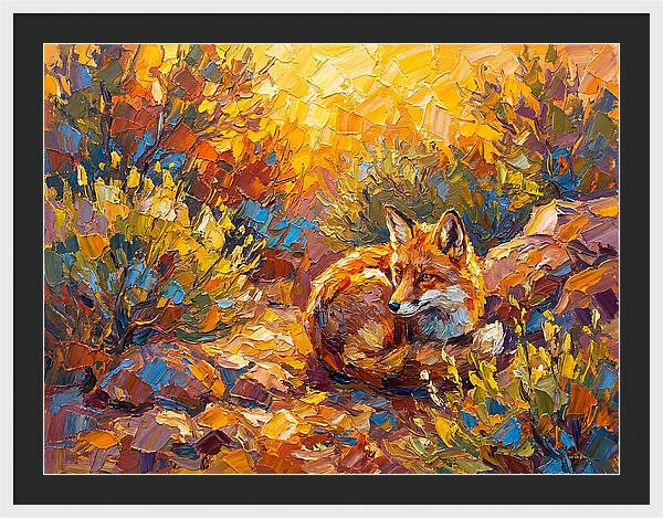 Resting Red Fox In Autumn
