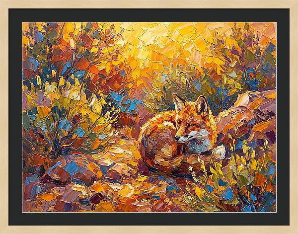 Resting Red Fox In Autumn