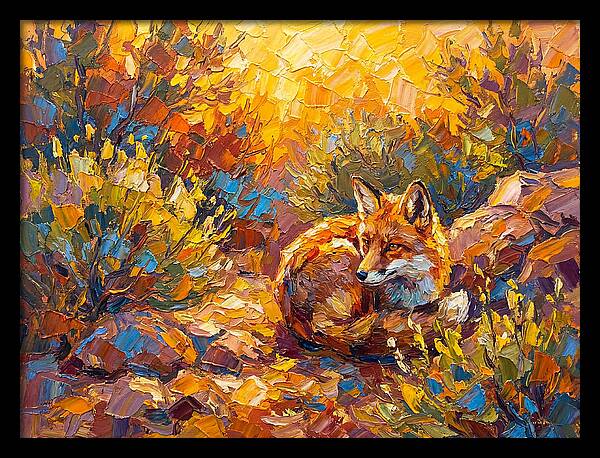 Resting Red Fox In Autumn