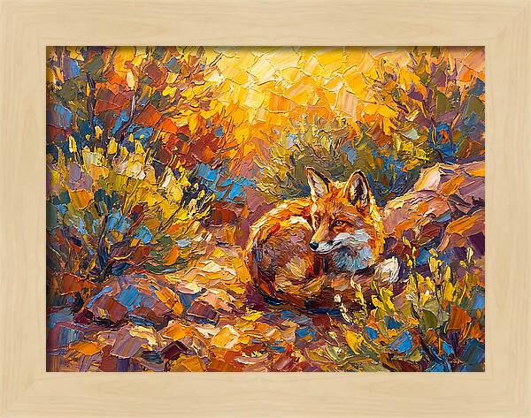 Resting Red Fox In Autumn