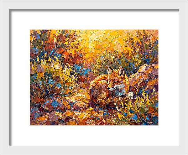 Resting Red Fox In Autumn