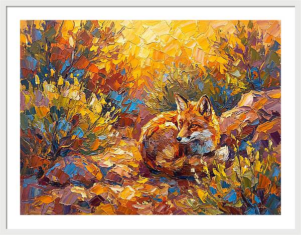 Resting Red Fox In Autumn