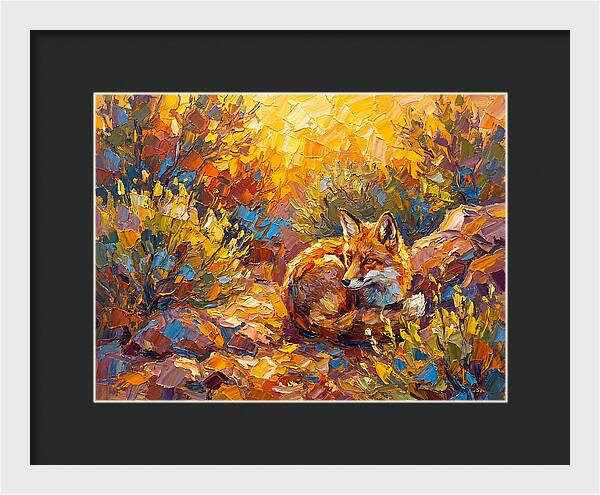 Resting Red Fox In Autumn