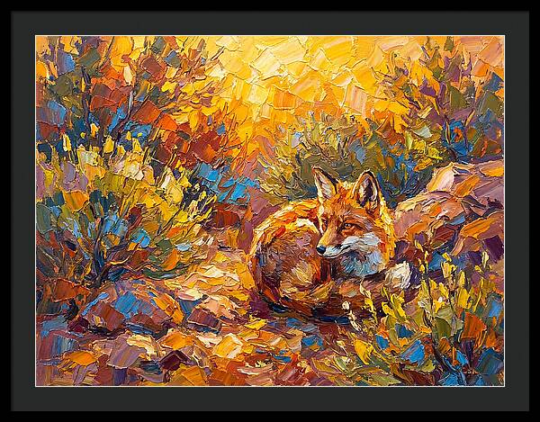 Resting Red Fox In Autumn