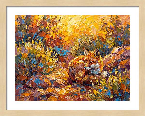Resting Red Fox In Autumn