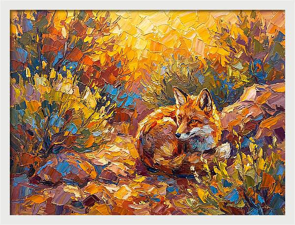 Resting Red Fox In Autumn