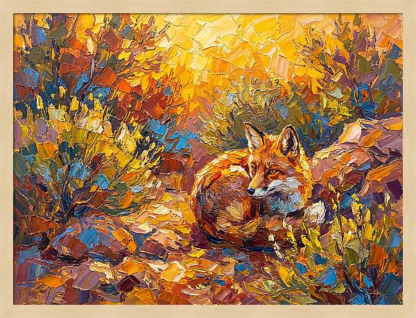 Resting Red Fox In Autumn