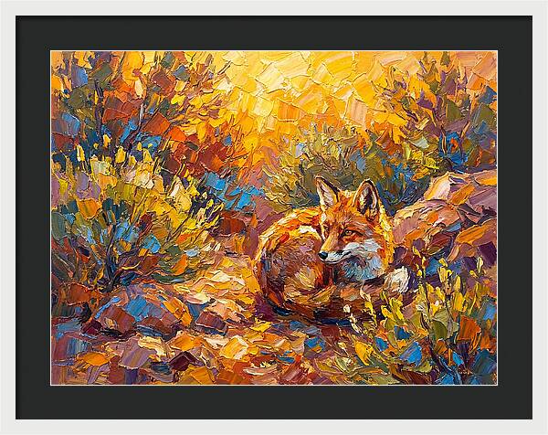 Resting Red Fox In Autumn