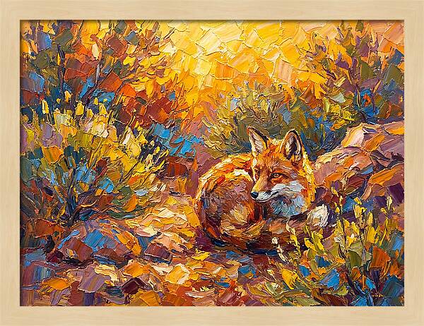 Resting Red Fox In Autumn
