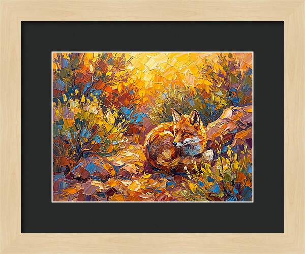 Resting Red Fox In Autumn