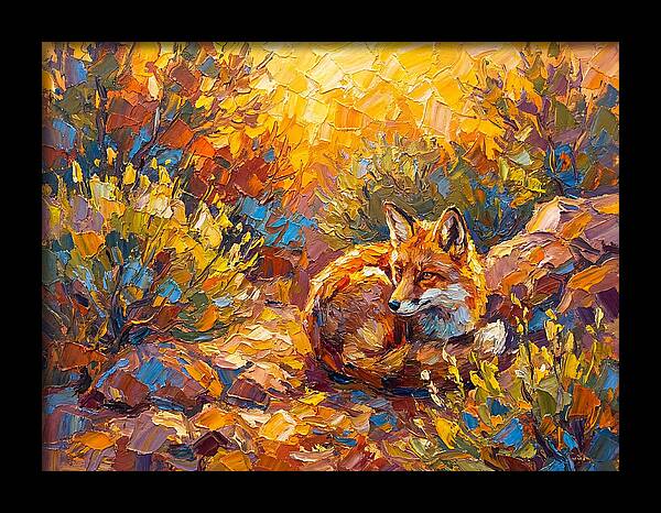 Resting Red Fox In Autumn