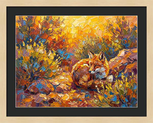 Resting Red Fox In Autumn