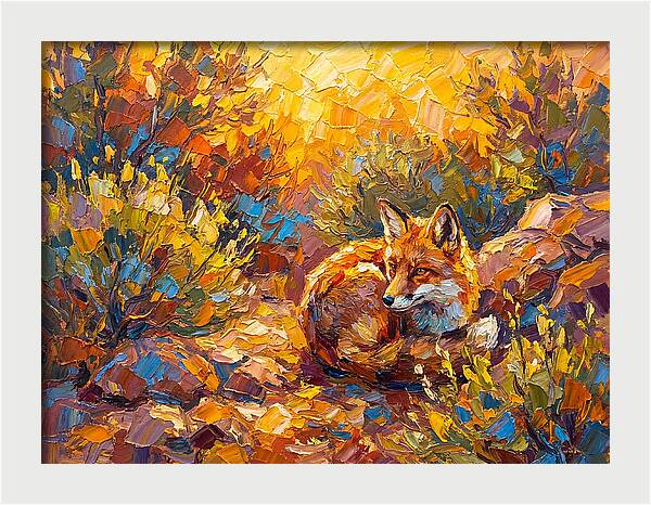 Resting Red Fox In Autumn