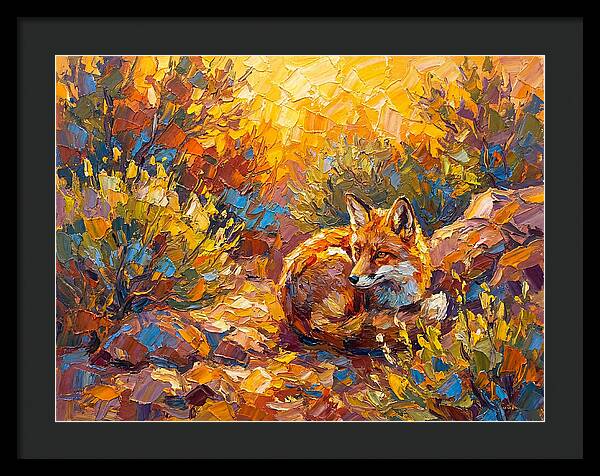 Resting Red Fox In Autumn