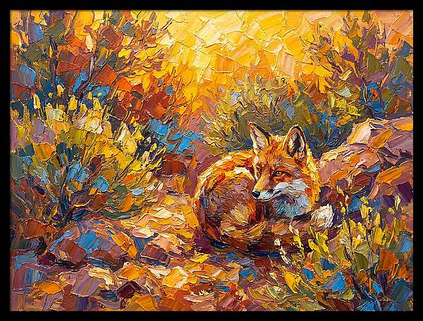 Resting Red Fox In Autumn
