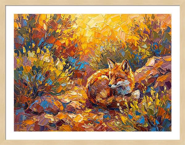Resting Red Fox In Autumn