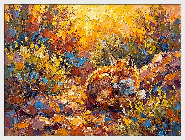 Resting Red Fox In Autumn