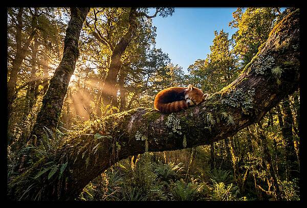 Resting Red Panda In Nature