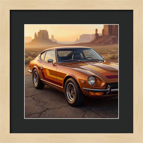 Retro Car In Desert Landscape