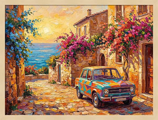 Retro Car In Mediterranean Paradise