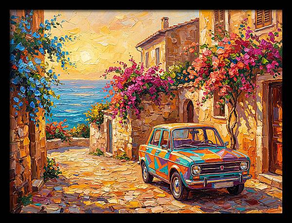 Retro Car In Mediterranean Paradise