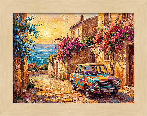 Retro Car In Mediterranean Paradise
