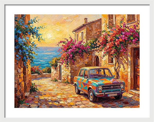 Retro Car In Mediterranean Paradise
