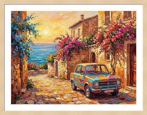 Retro Car In Mediterranean Paradise