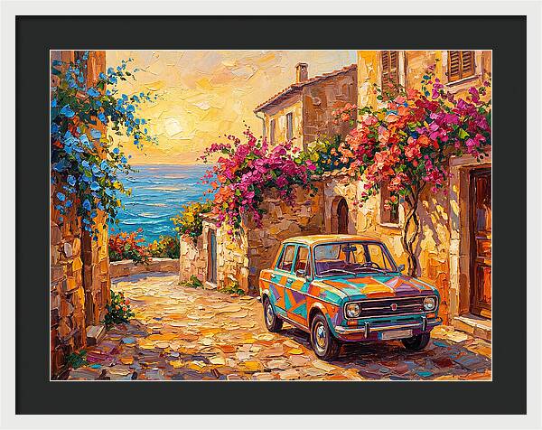 Retro Car In Mediterranean Paradise