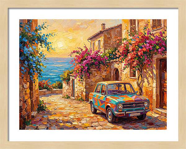 Retro Car In Mediterranean Paradise