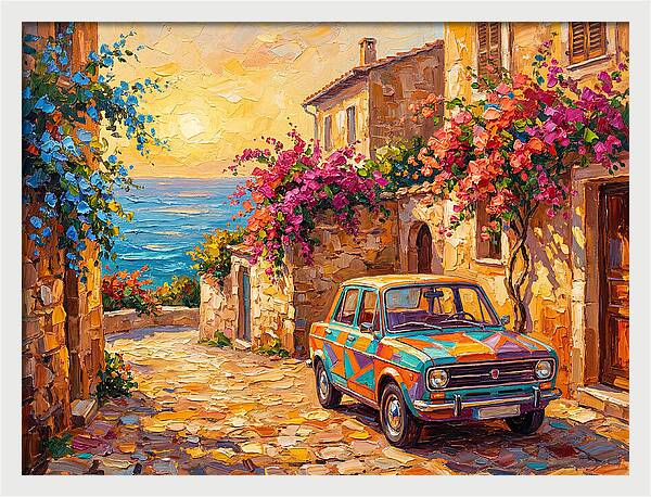 Retro Car In Mediterranean Paradise