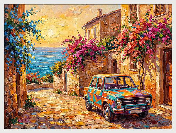 Retro Car In Mediterranean Paradise