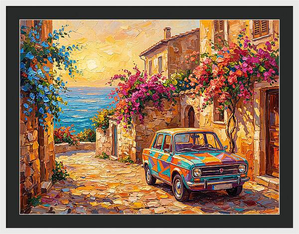 Retro Car In Mediterranean Paradise