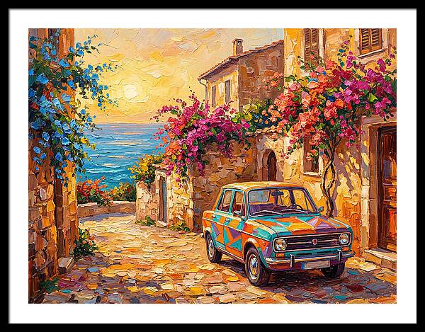Retro Car In Mediterranean Paradise