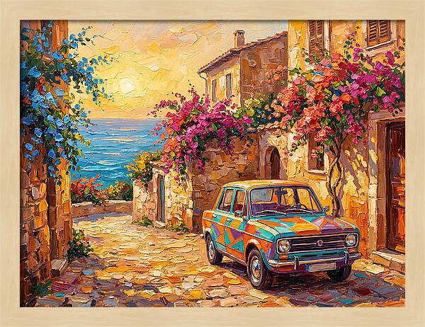 Retro Car In Mediterranean Paradise