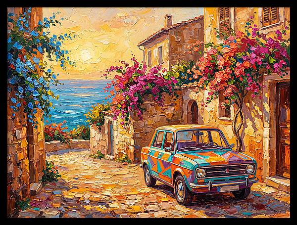 Retro Car In Mediterranean Paradise