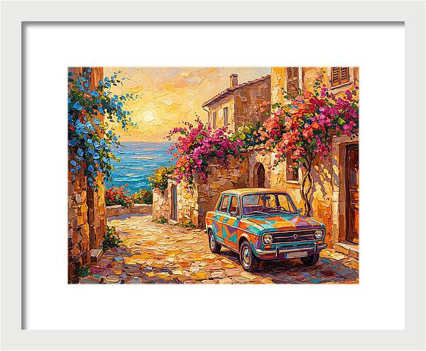 Retro Car In Mediterranean Paradise