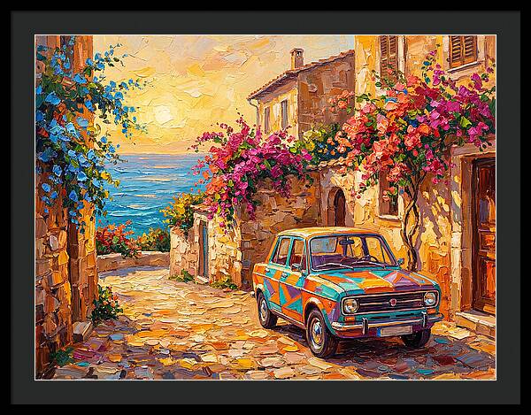 Retro Car In Mediterranean Paradise