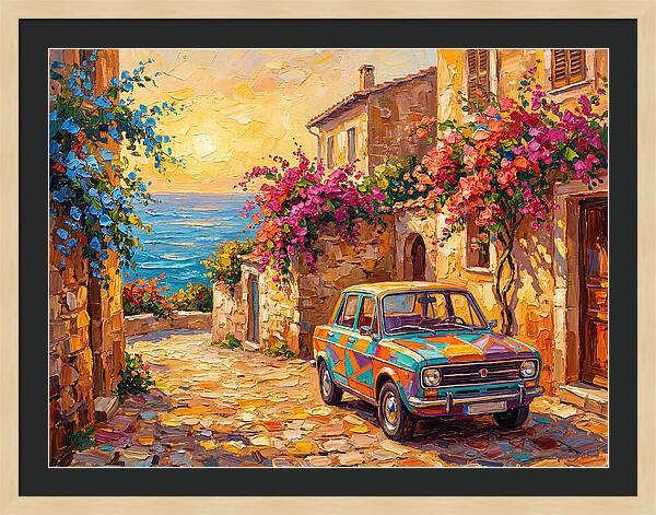 Retro Car In Mediterranean Paradise