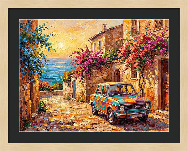 Retro Car In Mediterranean Paradise