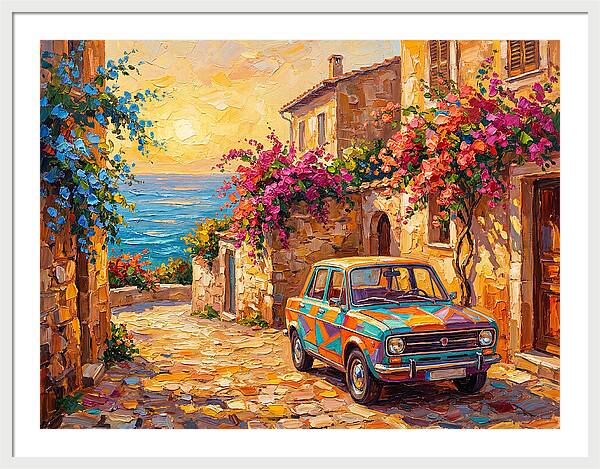 Retro Car In Mediterranean Paradise