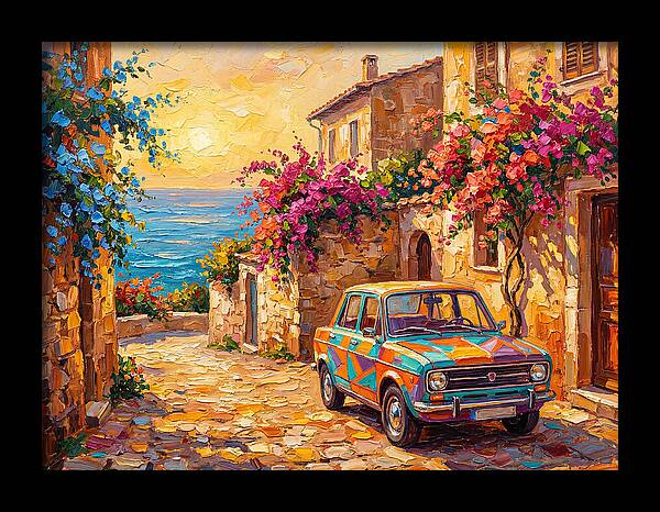 Retro Car In Mediterranean Paradise