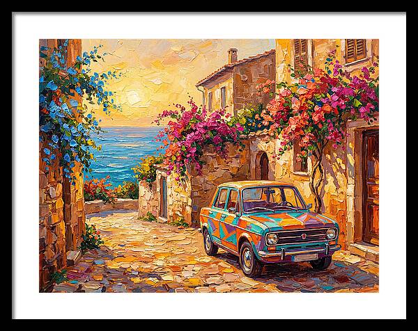 Retro Car In Mediterranean Paradise