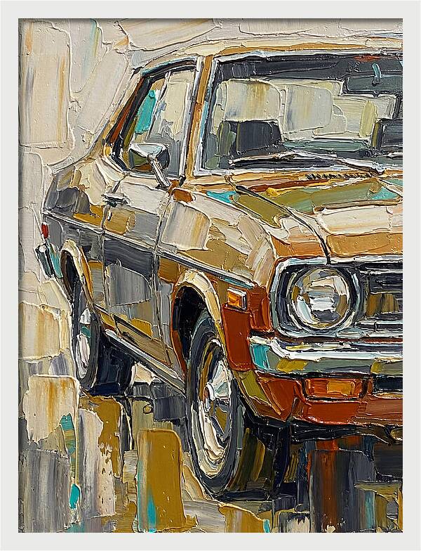 Retro Car In Palette Knife Style