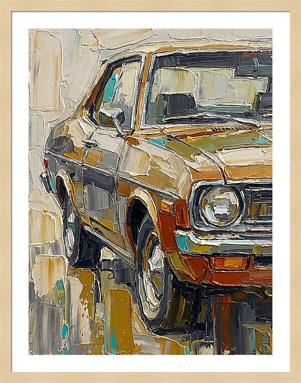 Retro Car In Palette Knife Style