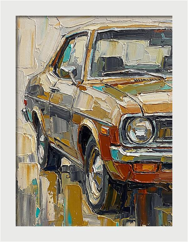 Retro Car In Palette Knife Style