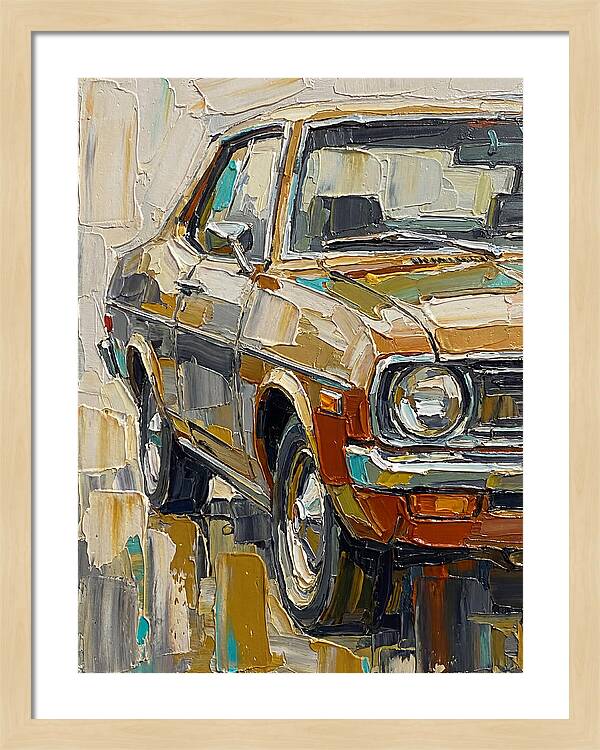 Retro Car In Palette Knife Style