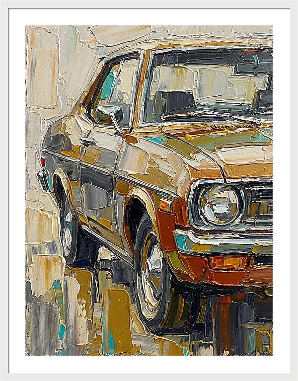 Retro Car In Palette Knife Style