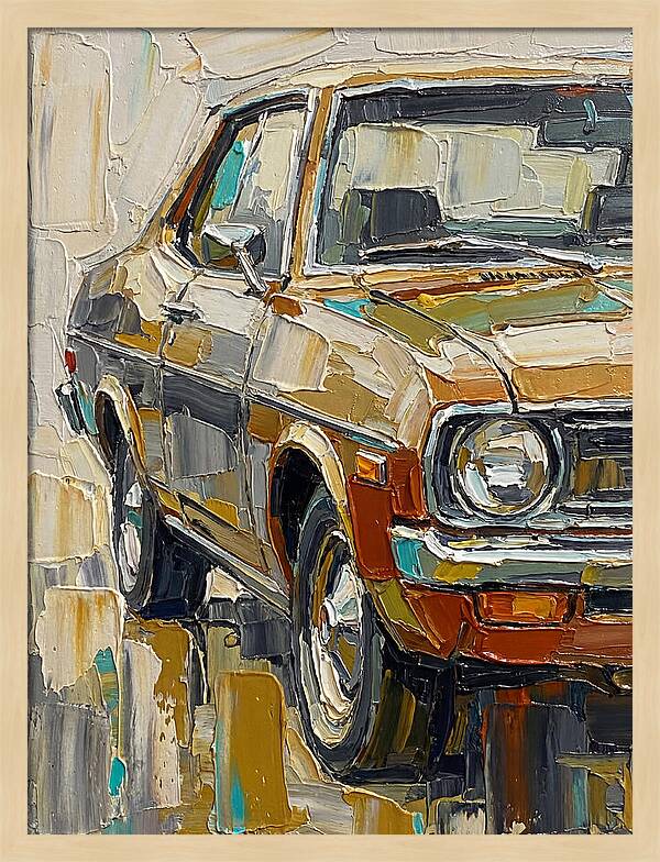 Retro Car In Palette Knife Style