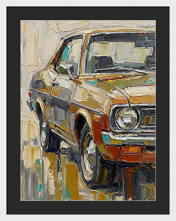 Retro Car In Palette Knife Style